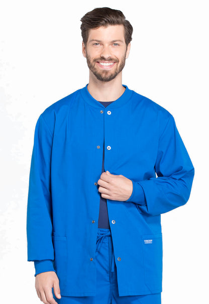 Professionals WW360 Men's Snap Front Jacket Royal Model Image Front | Cherokee Workwear