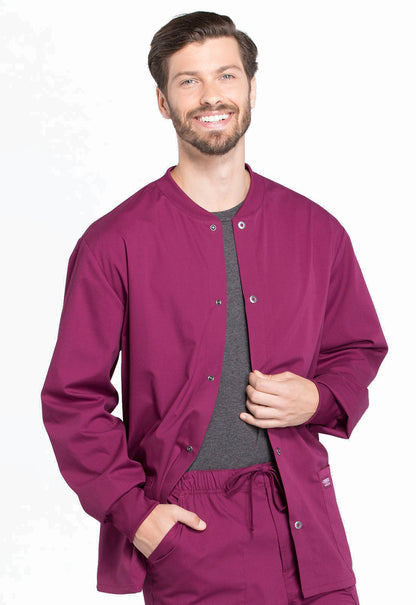 Professionals WW360 Men's Snap Front Jacket Wine Model Image Front | Cherokee Workwear