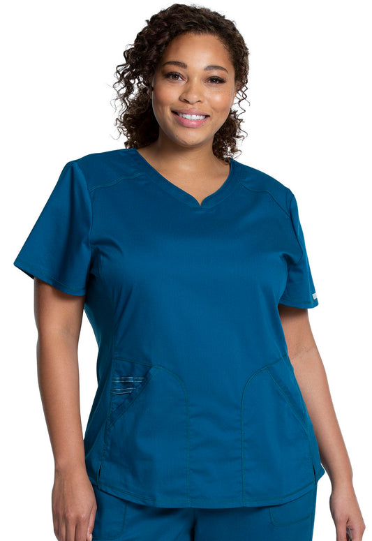 Workwear Revolution WW601 Women's V-Neck Scrub Top Caribbean Blue