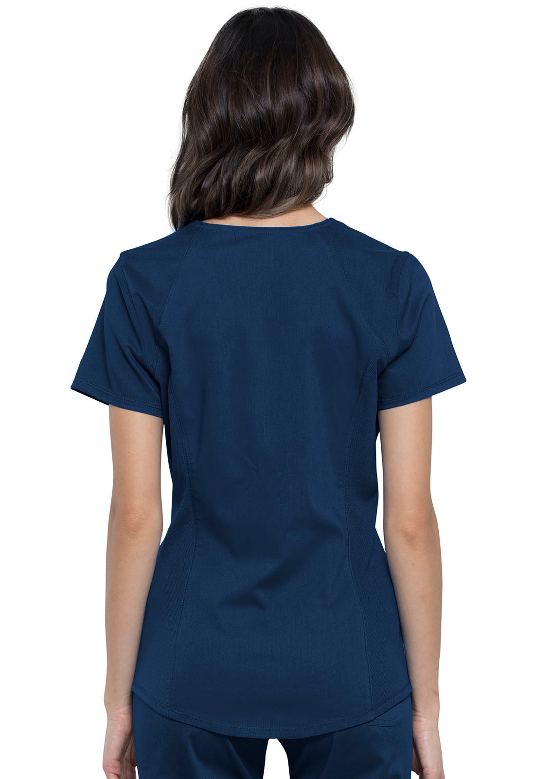 Revolution WW601 V-Neck Top Navy Model Image Back | Cherokee Workwear