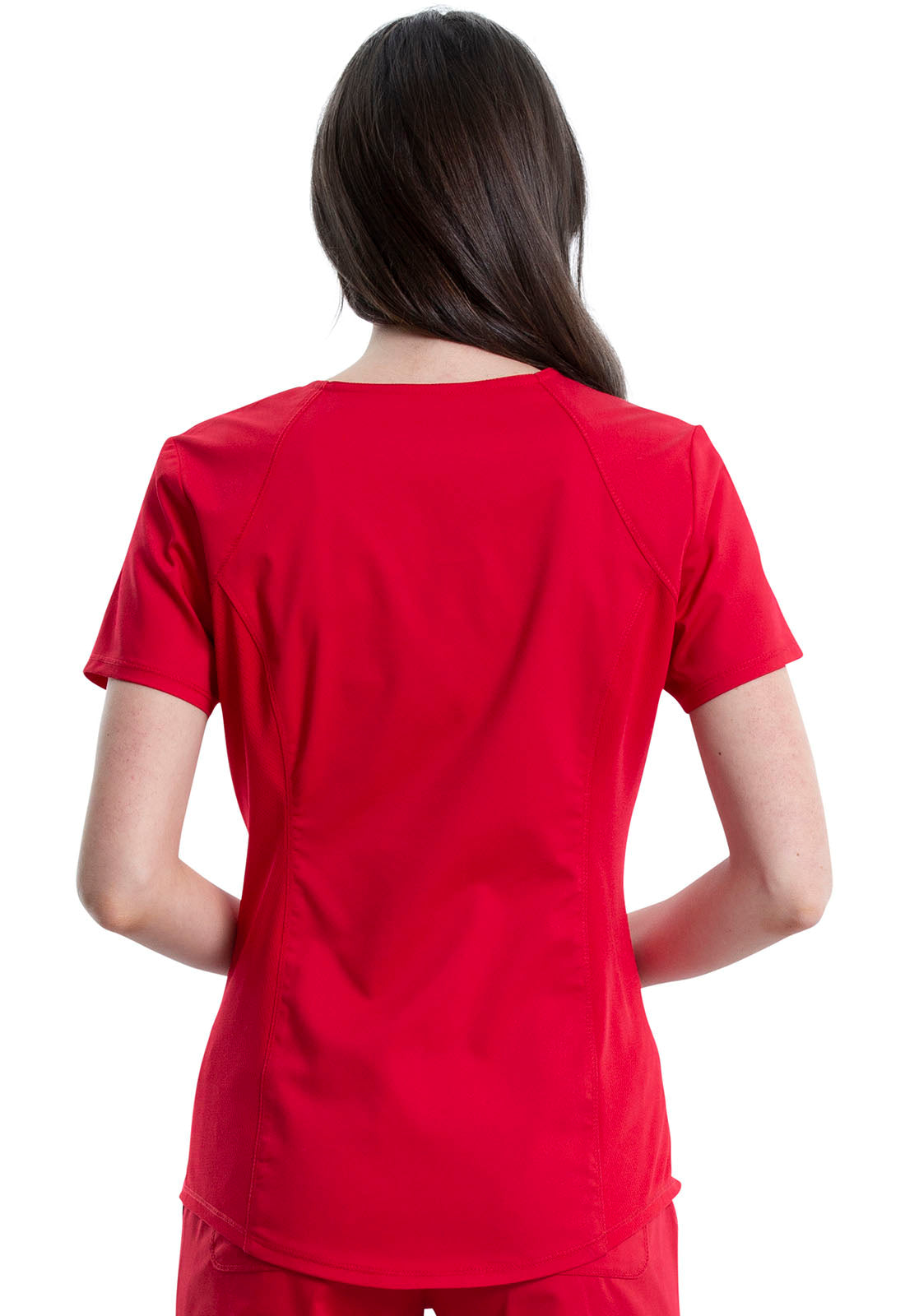 Revolution WW601 V-Neck Top Red Model Image Back | Cherokee Workwear