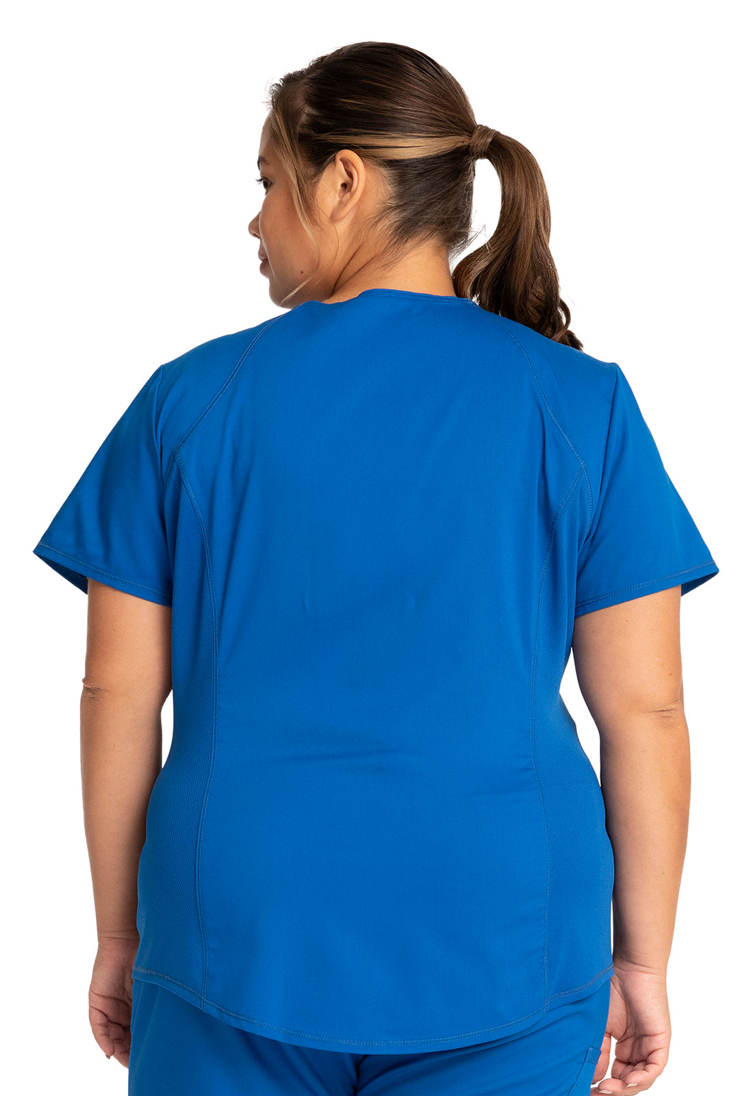 Revolution WW601 V-Neck Top Royal Model Image Back | Cherokee Workwear