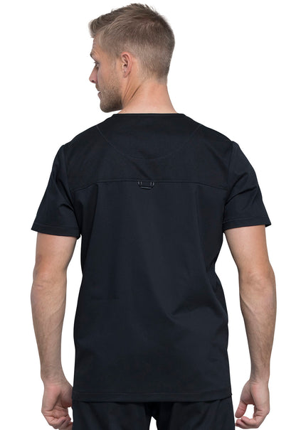 Revolution WW603 Men's V-Neck Top Black Model Image Back | Cherokee Workwear