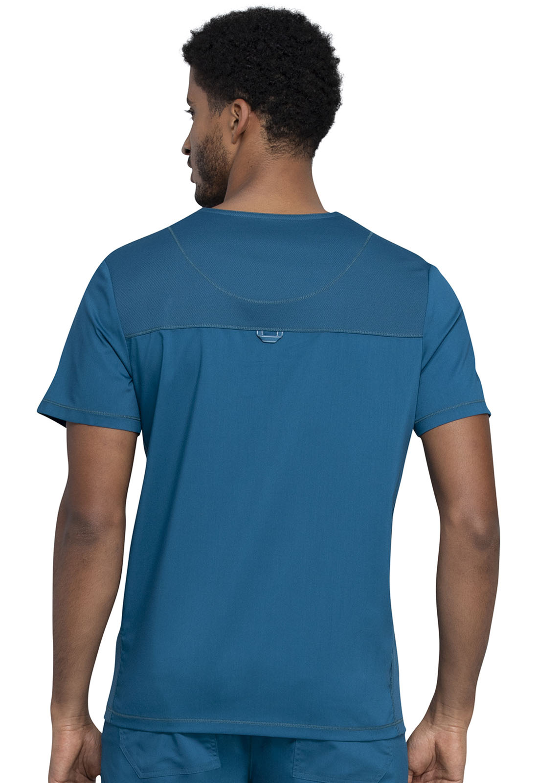 Revolution WW603 Men's V-Neck Top Caribbean Blue Model Image Back | Cherokee Workwear