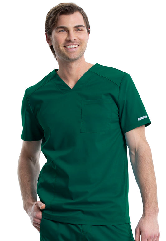 Revolution WW603 Men's V-Neck Top Hunter Green Model Image Front | Cherokee Workwear