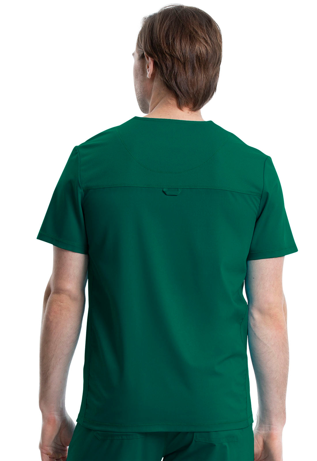 Revolution WW603 Men's V-Neck Top Hunter Green Model Image Back | Cherokee Workwear