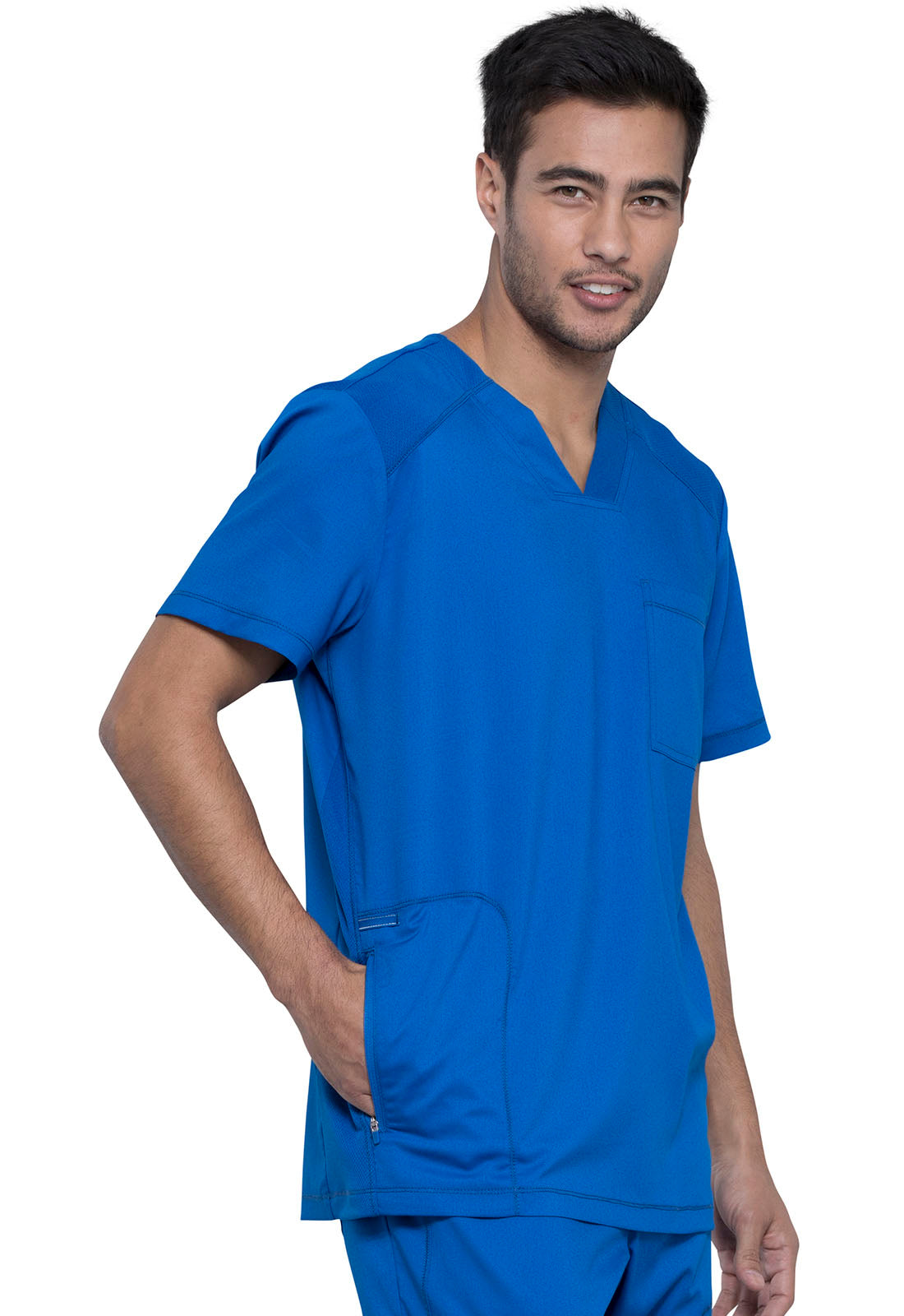 Revolution WW603 Men's V-Neck Top Royal Model Image Left Side | Cherokee Workwear