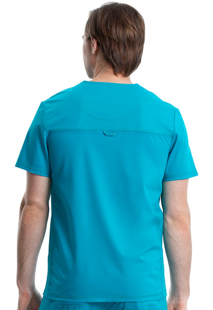 Revolution WW603 Men's V-Neck Top Teal Blue Model Image Back | Cherokee Workwear