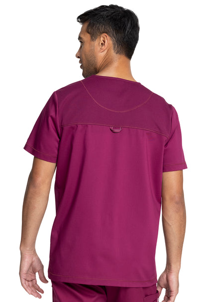 Revolution WW603 Men's V-Neck Top Wine Model Image Back | Cherokee Workwear