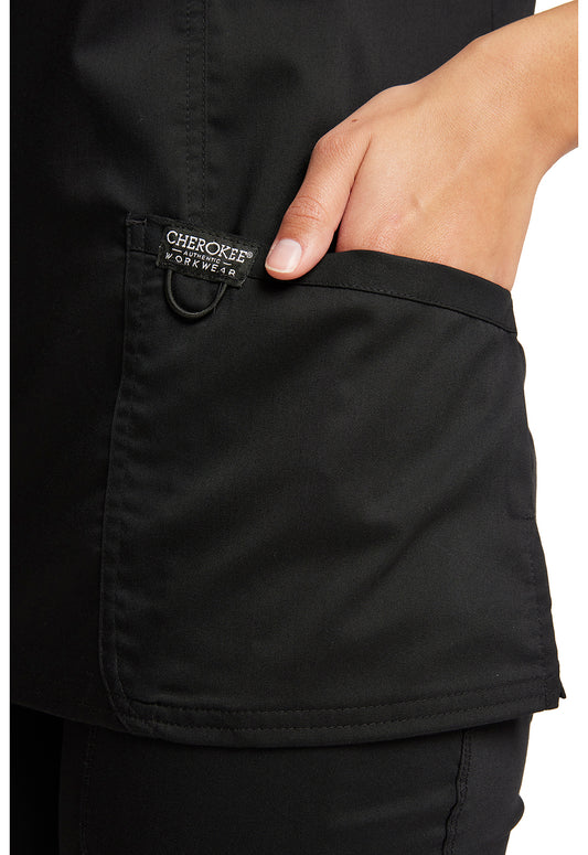 Workwear Revolution WW610 Women's Mock Wrap Scrub Top Black