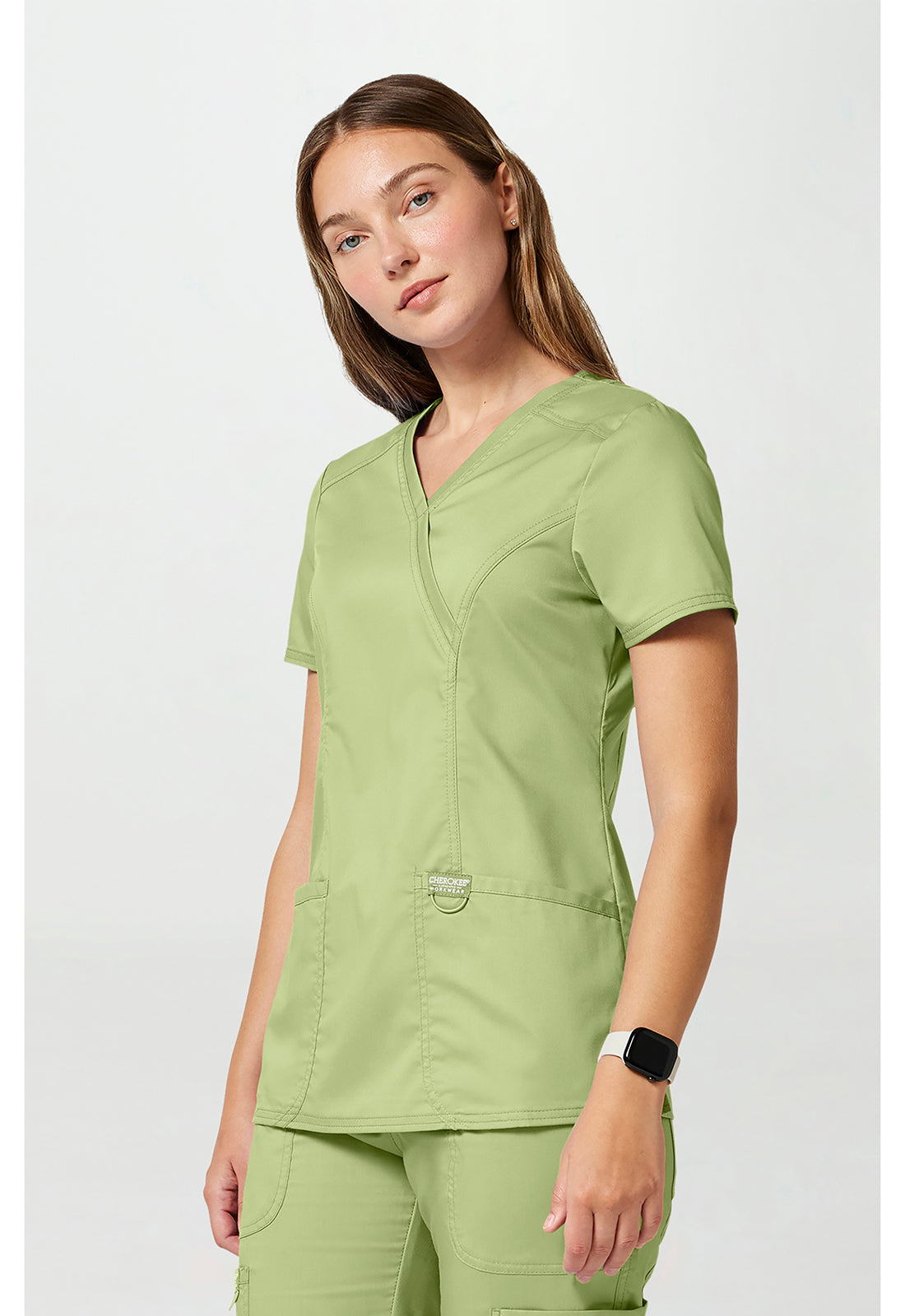 Workwear Revolution WW610 Women's Mock Wrap Scrub Top Cucumber