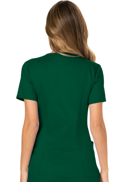 Revolution WW610 Mock Wrap Top Hunter Green Model Image Back | Cherokee Workwear