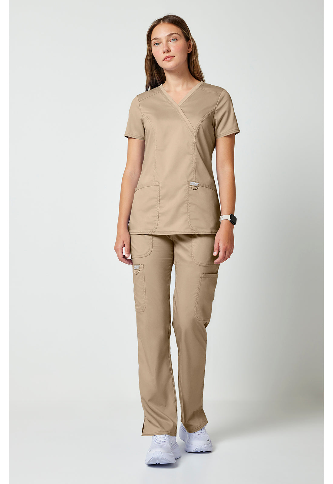 Workwear Revolution WW610 Women's Mock Wrap Scrub Top Khaki