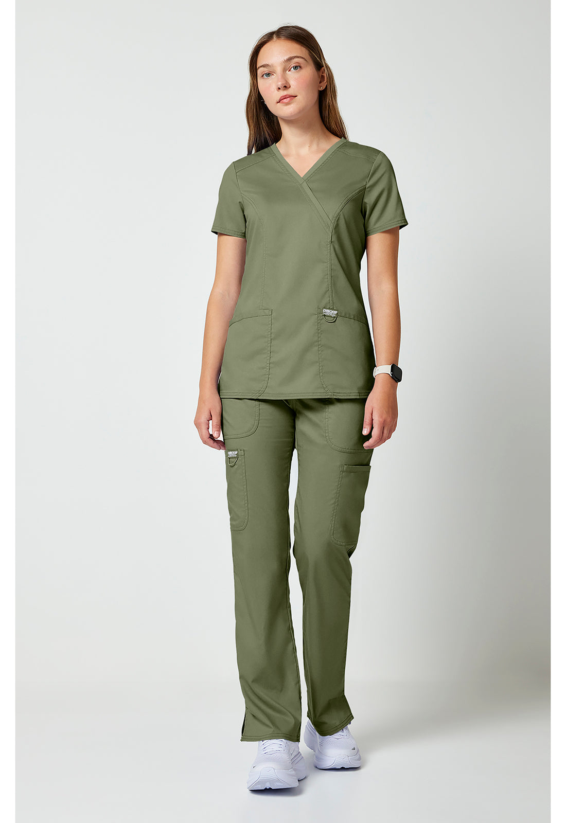 Workwear Revolution WW610 Women's Mock Wrap Scrub Top Olive