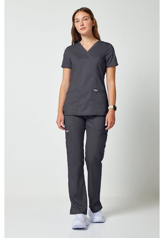 Workwear Revolution WW610 Women's Mock Wrap Scrub Top Pewter