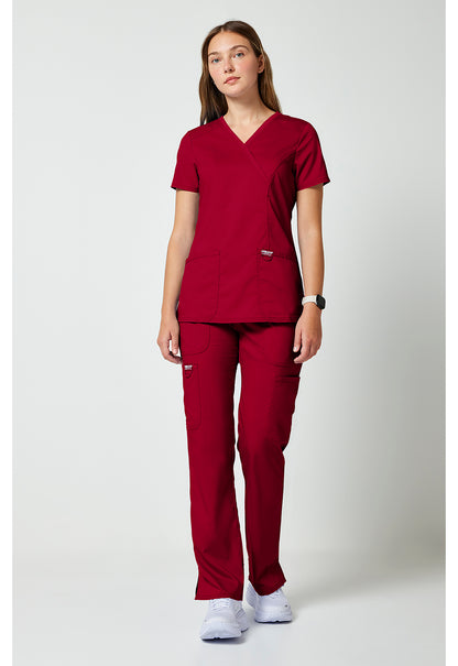 Workwear Revolution WW610 Women's Mock Wrap Scrub Top Red