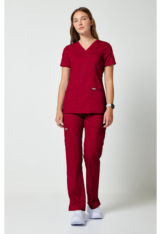 Workwear Revolution WW610 Women's Mock Wrap Scrub Top Red