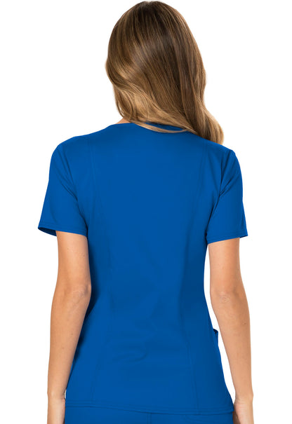 Revolution WW610 Mock Wrap Top Royal Model Image Back | Cherokee Workwear