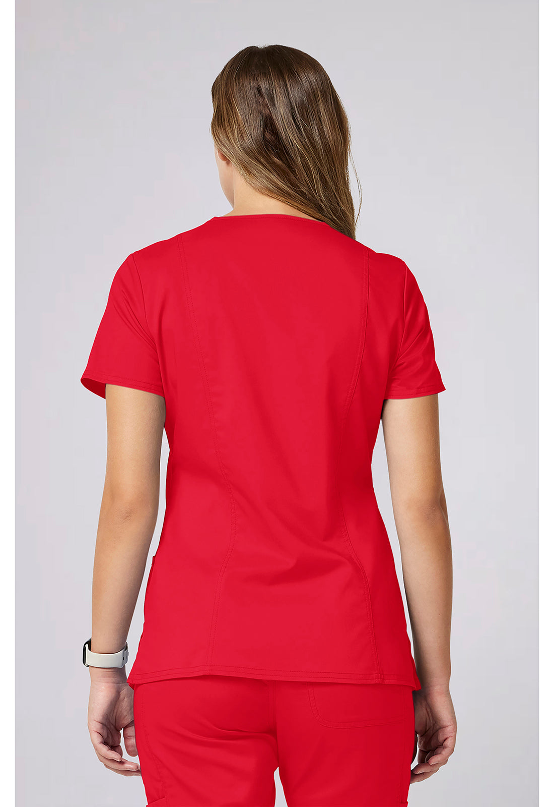 Workwear Revolution WW610 Women's Mock Wrap Scrub Top Sweet Paprika