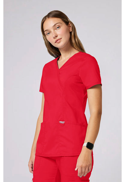 Workwear Revolution WW610 Women's Mock Wrap Scrub Top Sweet Paprika