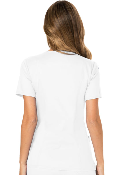 Revolution WW610 Mock Wrap Top White Model Image Back | Cherokee Workwear