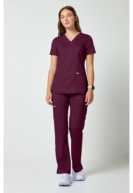 Workwear Revolution WW610 Women's Mock Wrap Scrub Top Wine