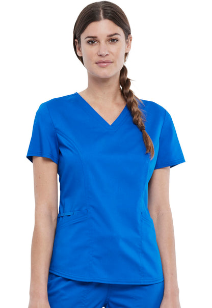 Revolution WW612 V-Neck Top Royal Model Image Front | Cherokee Workwear