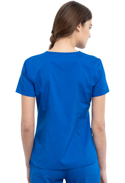 Revolution WW612 V-Neck Top Royal Model Image Back | Cherokee Workwear