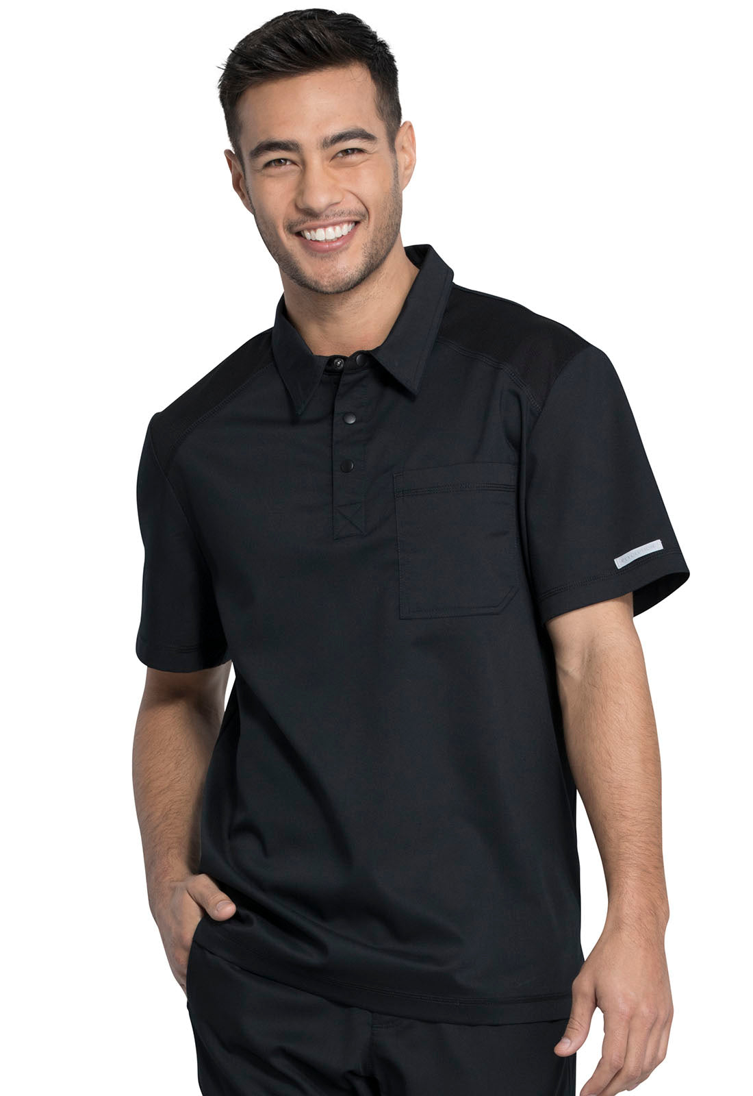 Revolution WW615 Men's Polo Shirt Black Model Image Front | Cherokee Workwear