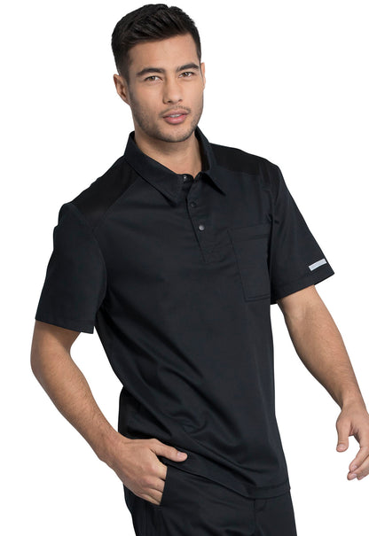 Revolution WW615 Men's Polo Shirt Black Model Image Left Side | Cherokee Workwear