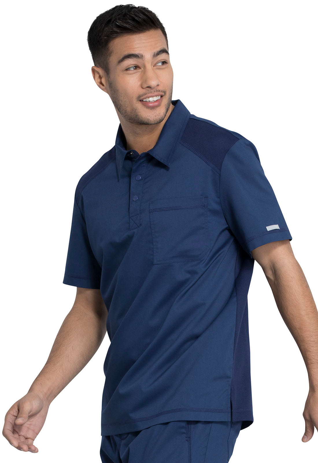 Revolution WW615 Men's Polo Shirt Navy Model Image Right Side | Cherokee Workwear