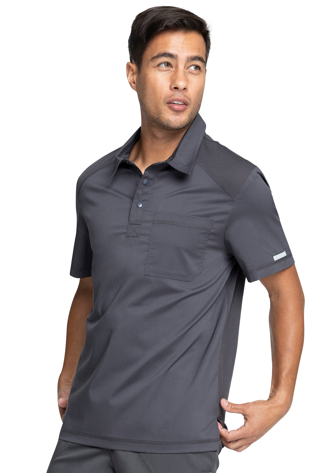 Revolution WW615 Men's Polo Shirt Pewter Model Image Right Side | Cherokee Workwear