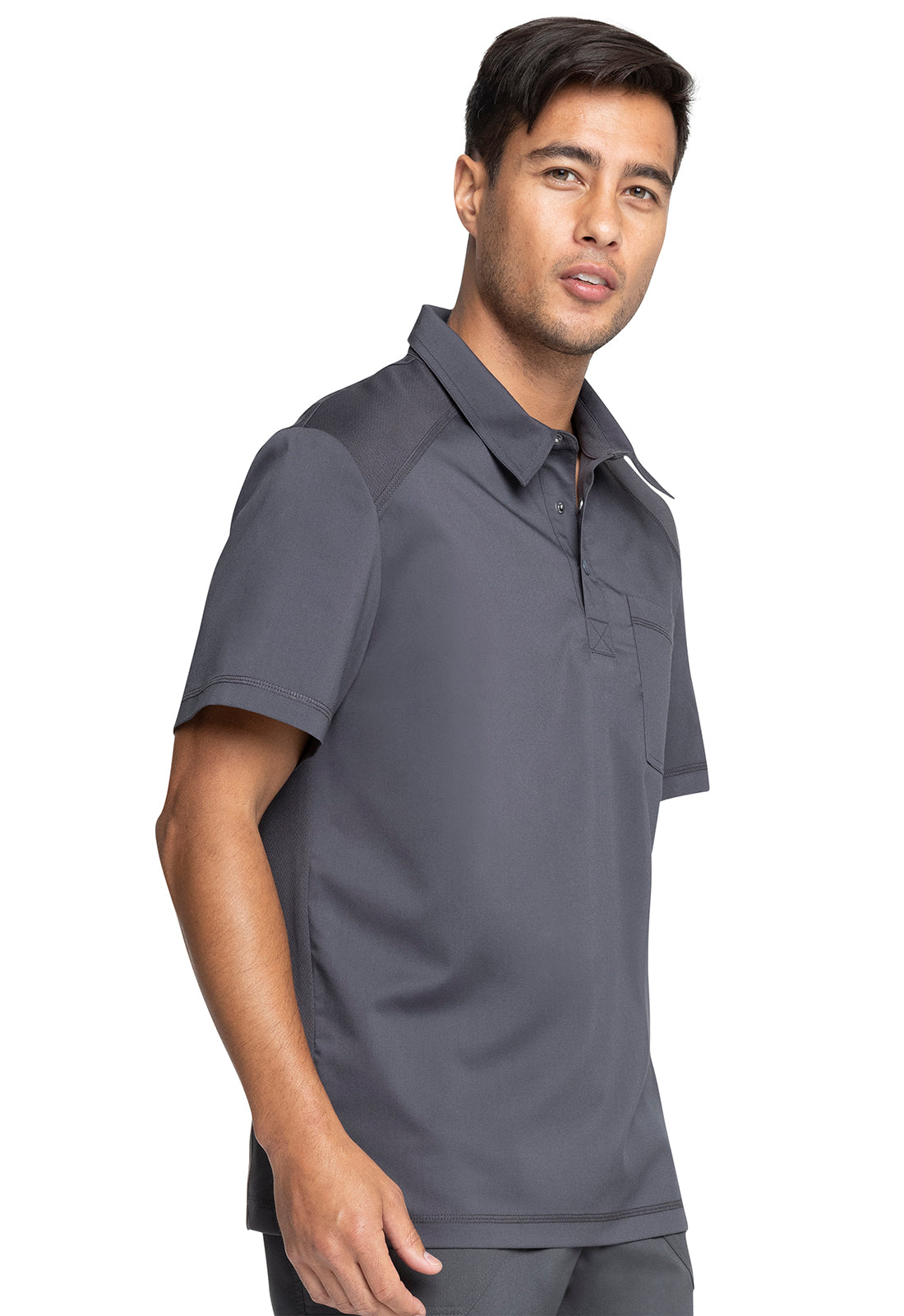 Revolution WW615 Men's Polo Shirt Pewter Model Image Left Side | Cherokee Workwear