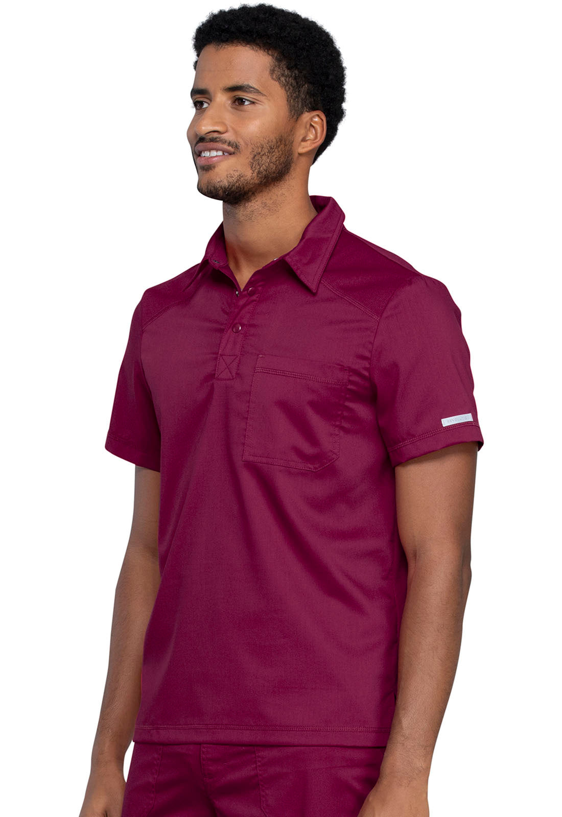 Revolution WW615 Men's Polo Shirt Wine Model Image Right Side | Cherokee Workwear