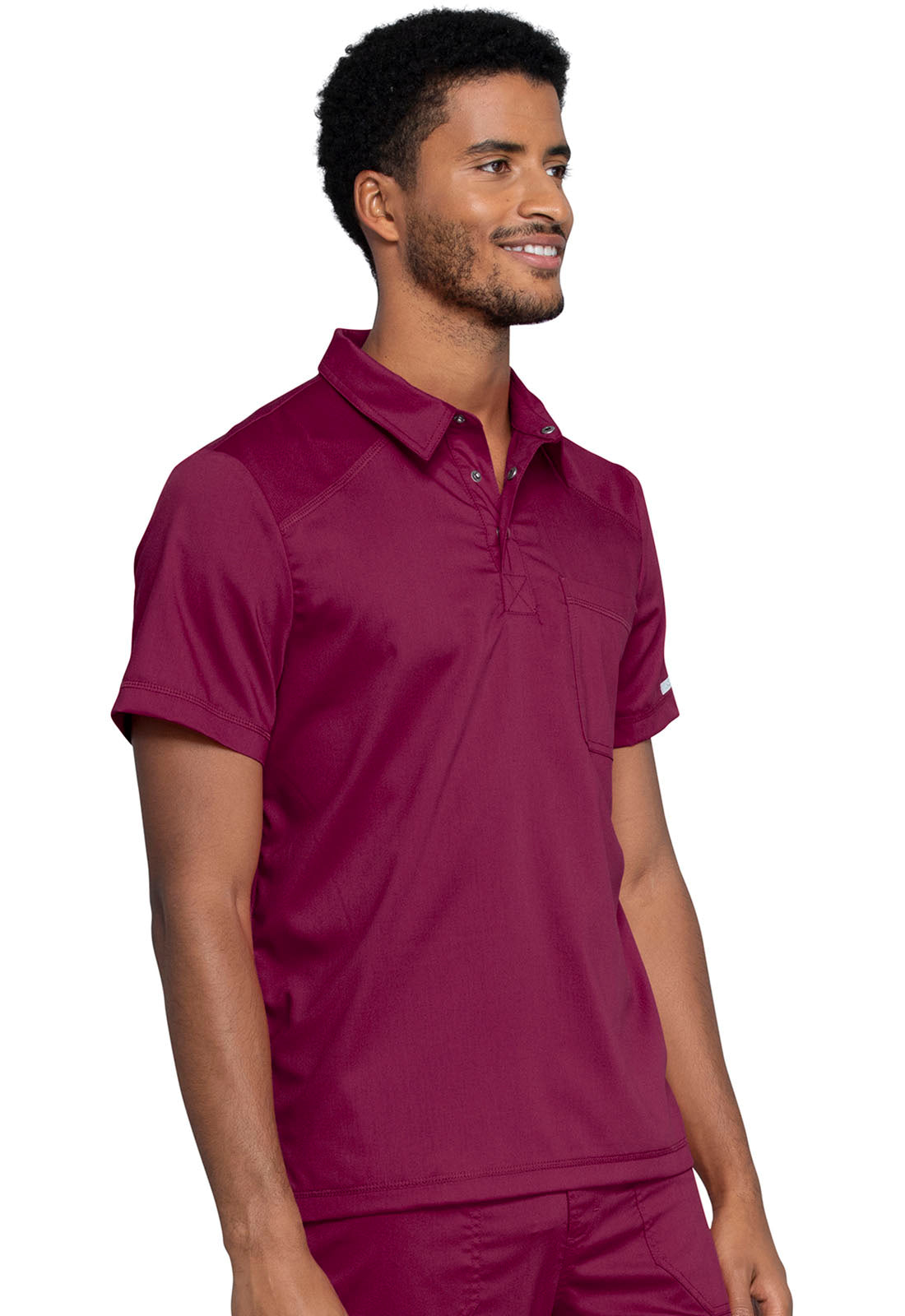 Revolution WW615 Men's Polo Shirt Wine Model Image Left Side | Cherokee Workwear