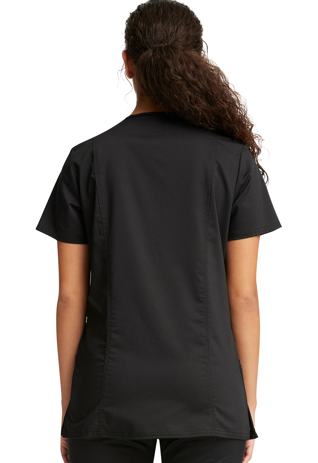 Revolution WW620 V-Neck Top Black Model Image Back | Cherokee Workwear