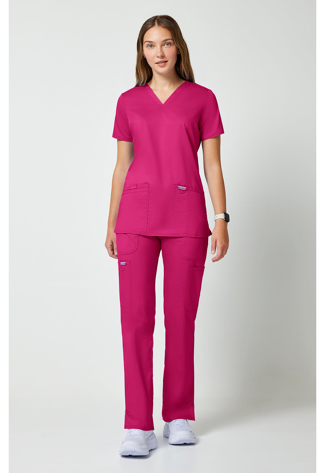 Workwear Revolution WW620 Women's V-Neck Scrub Top Electric Pink