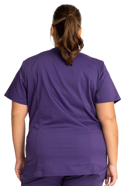 Revolution WW620 V-Neck Top Grape Model Image Back | Cherokee Workwear