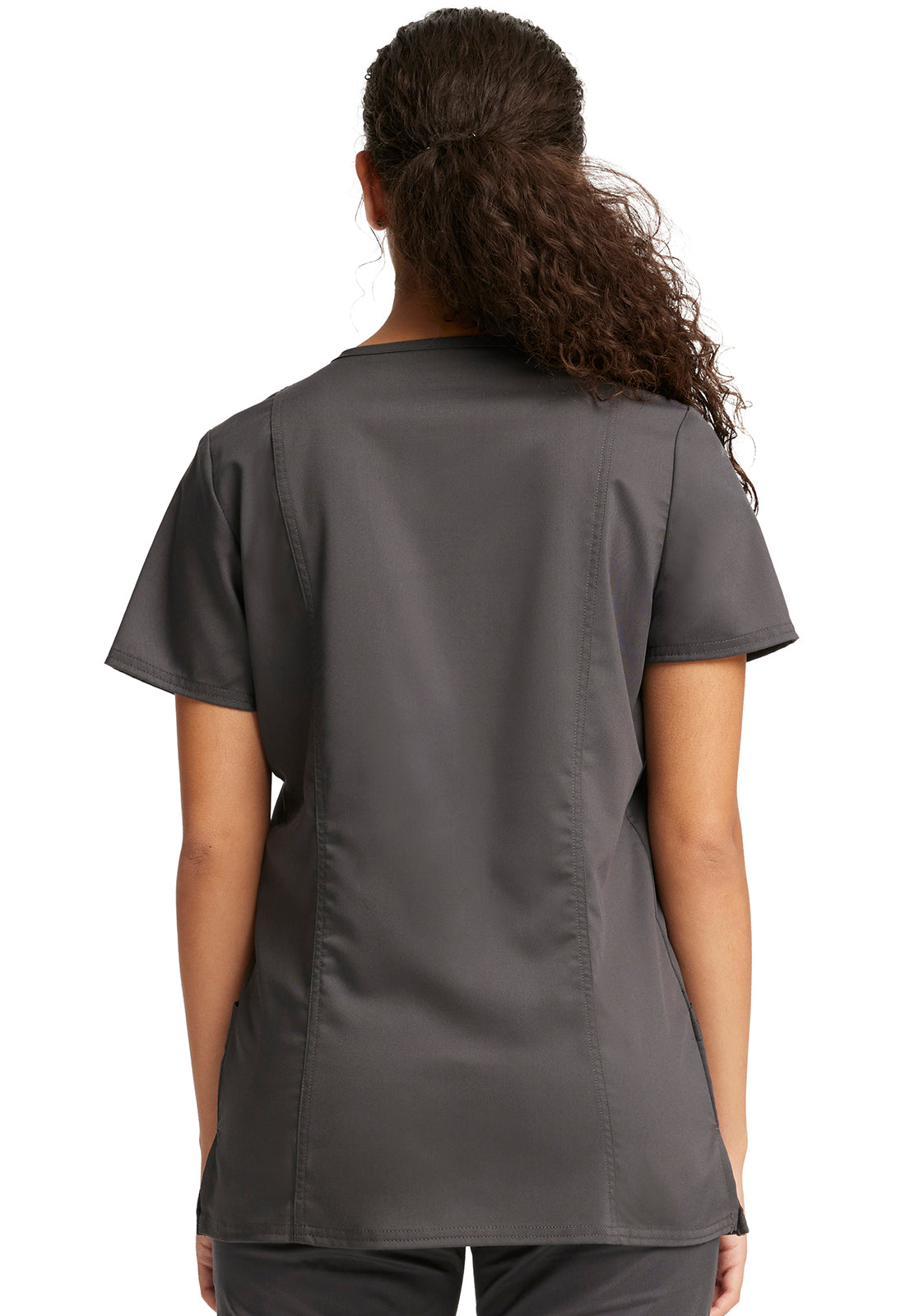 Revolution WW620 V-Neck Top Pewter Model Image Back | Cherokee Workwear