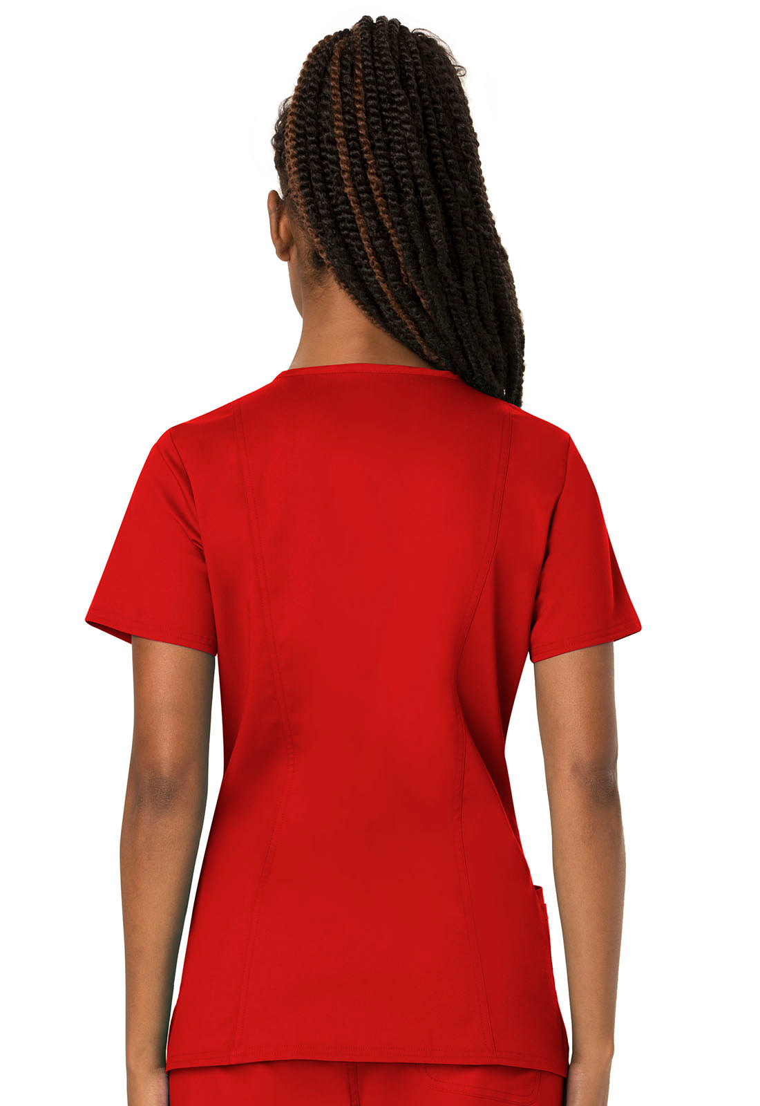 Revolution WW620 V-Neck Top Red Model Image Back | Cherokee Workwear