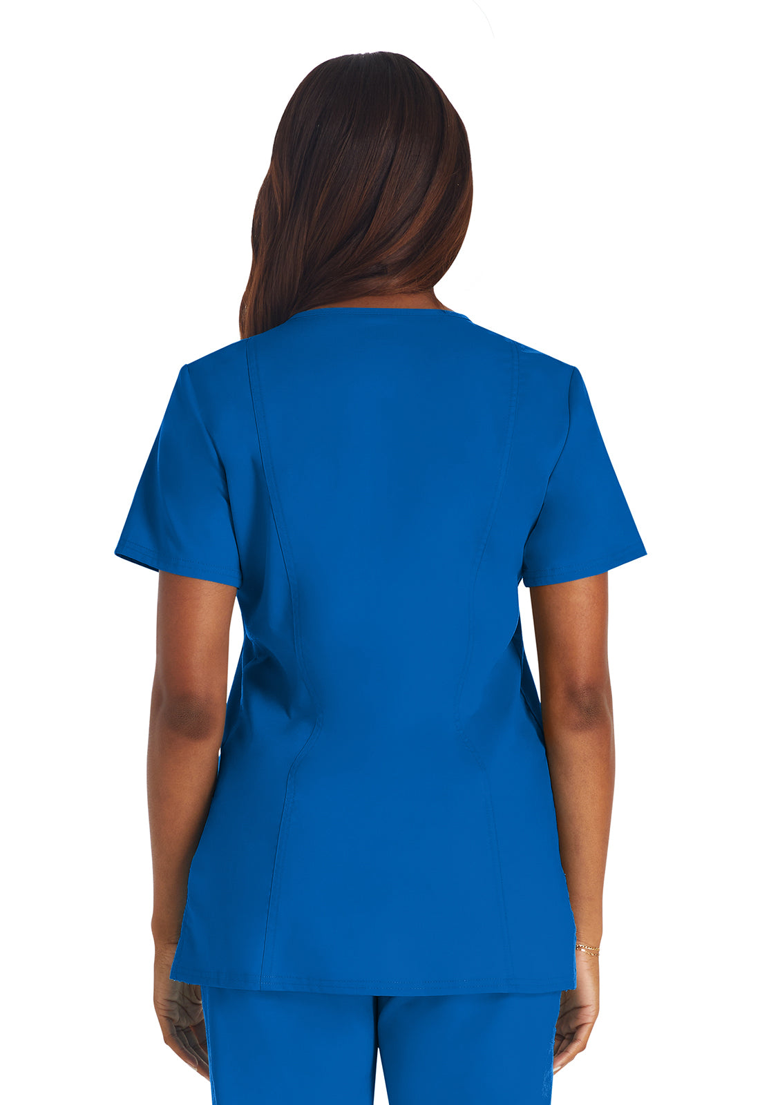 Revolution WW620 V-Neck Top Royal Model Image Back | Cherokee Workwear