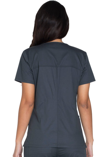 Core Stretch WW630 V-Neck Top Pewter Model Image Back | Cherokee Workwear