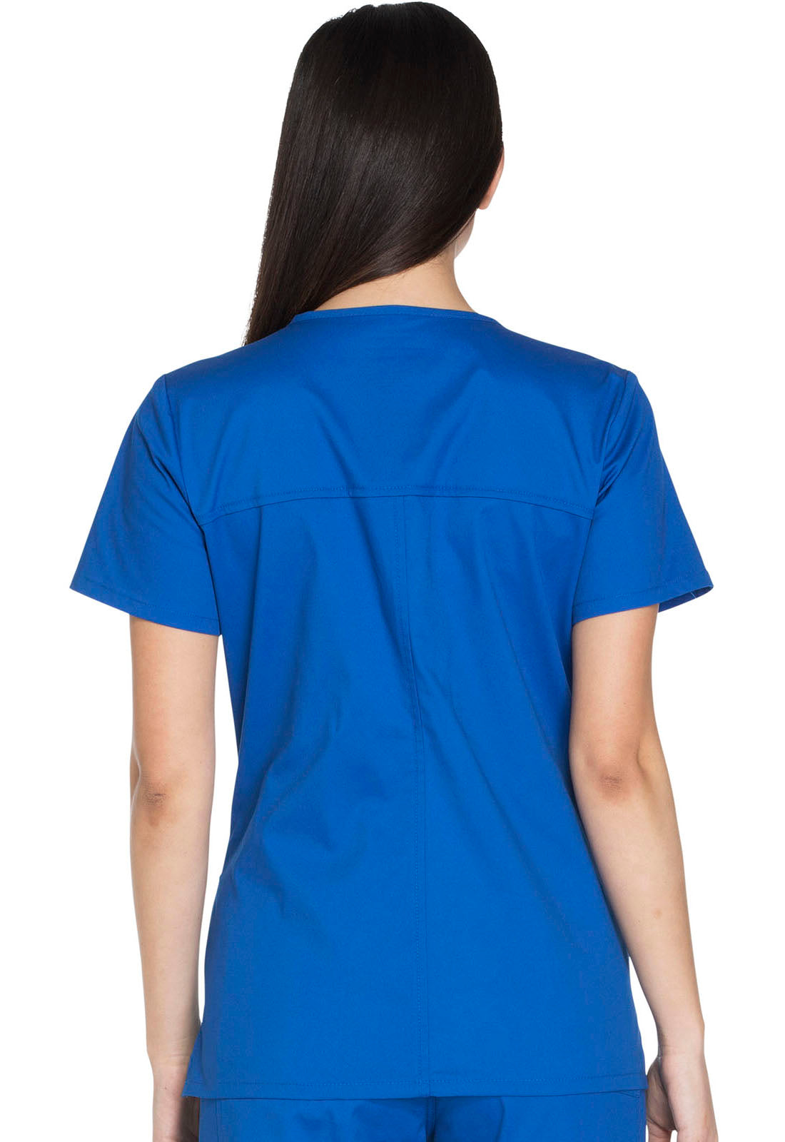 Core Stretch WW630 V-Neck Top Royal Model Image Back | Cherokee Workwear