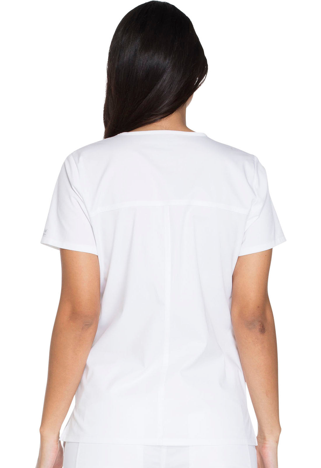 Core Stretch WW630 V-Neck Top White Model Image Back | Cherokee Workwear