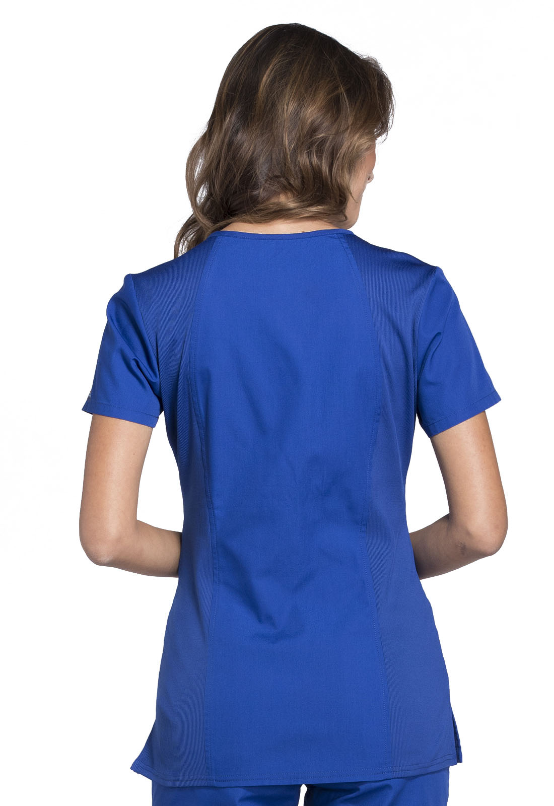 Originals WW645 V-Neck Top Galaxy Blue Model Image Back | Cherokee Workwear