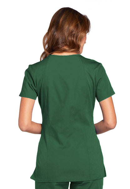 Originals WW645 V-Neck Top Hunter Green Model Image Back | Cherokee Workwear