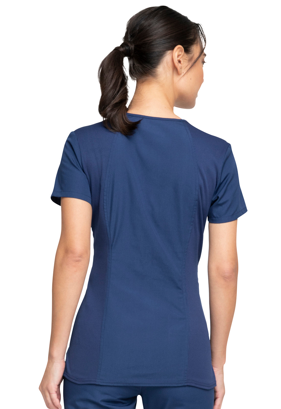 Originals WW645 V-Neck Top Navy Model Image Back | Cherokee Workwear