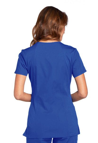 Originals WW645 V-Neck Top Royal Model Image Back | Cherokee Workwear