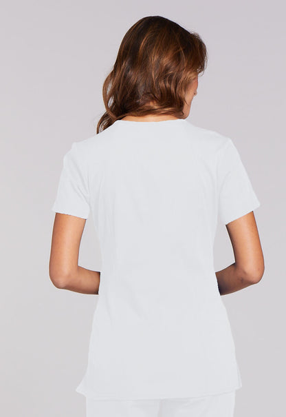 Originals WW645 V-Neck Top White Model Image Back | Cherokee Workwear