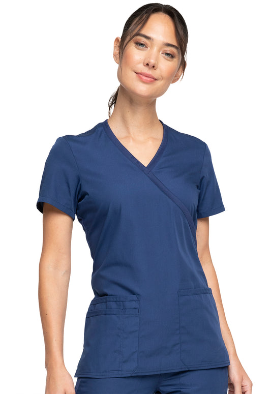 Originals WW650 Mock Wrap Top Navy Model Image Front | Cherokee Workwear